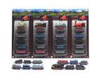 6 in 1 Diecast Steam Train Locomotive Carriage Pull Back Model Education Toy - Blue