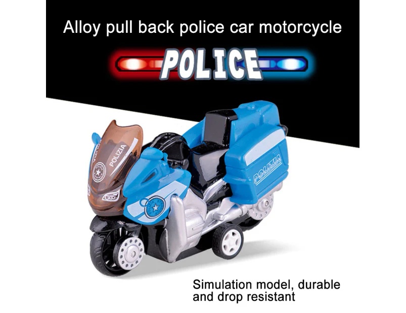 Mini Alloy Police Motorcycle Motorbike Pull Back Model Kids Toy Table Decor