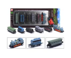 6 in 1 Diecast Steam Train Locomotive Carriage Pull Back Model Education Toy - Black