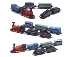 6 in 1 Diecast Steam Train Locomotive Carriage Pull Back Model Education Toy - Black