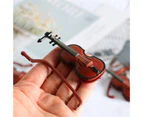 High Simulated Doll House Violin Premium Texture 1/12 Scale Red Miniature Dollhouse Violin for Decoration