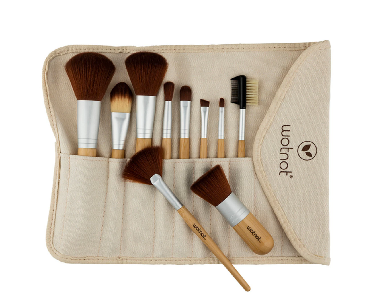 Wotnot High Quality Bamboo & Vegan Makeup Brush Set (10 pcs)