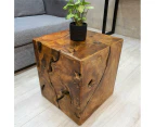 [Free Shipping]MANGO TREES "Harris" Teak Wood Stool/Side Table/Plant Stand 40cm - Brown
