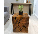 [Free Shipping]MANGO TREES "Harris" Teak Wood Stool/Side Table/Plant Stand 40cm - Brown