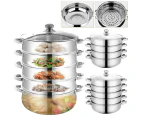 5 Tier Stainless Steel Steamer Meat Vegetable Cooking Steam Pot Kitchen Tool