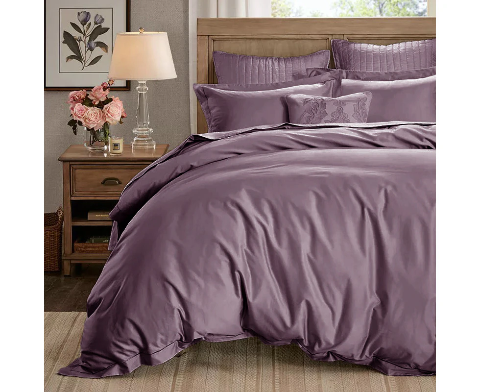 1000TC Pure Cotton Sateen Quilt Cover Grape Set Queen size