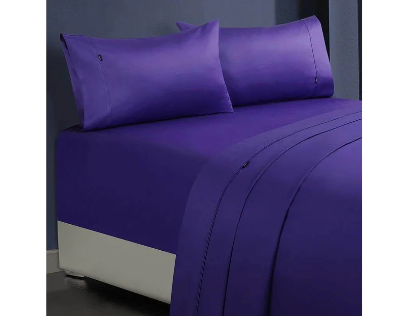 Amor 1000 Thread Count Premium 100% Egyptian Cotton Fitted Sheet And Pillowcase Set Only - Violet