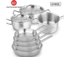 Pro-X Stainless Steel Cookware Set 9pcs Casserole Pot Lid Frying Pan Saucepan Frypan