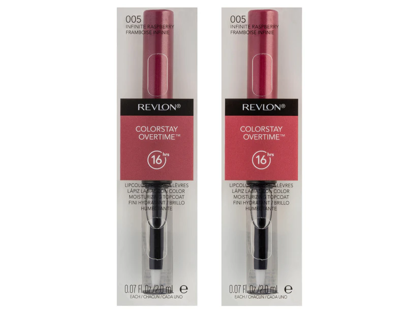 2 x Revlon Colorstay Overtime Lipcolor 2mL - 005 Infinite Raspberry