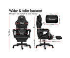 Alfordson Gaming Chair Office Racer Large Lumbar Cushion Footrest Seat Leather All Black