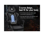 Alfordson Gaming Chair Office Racer Large Lumbar Cushion Footrest Seat Leather All Black