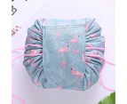 Lazy Cosmetic Bag Printing Drawstring Makeup case Storage Bag Portable Travel [Colour: BLUE FLAMINGO]