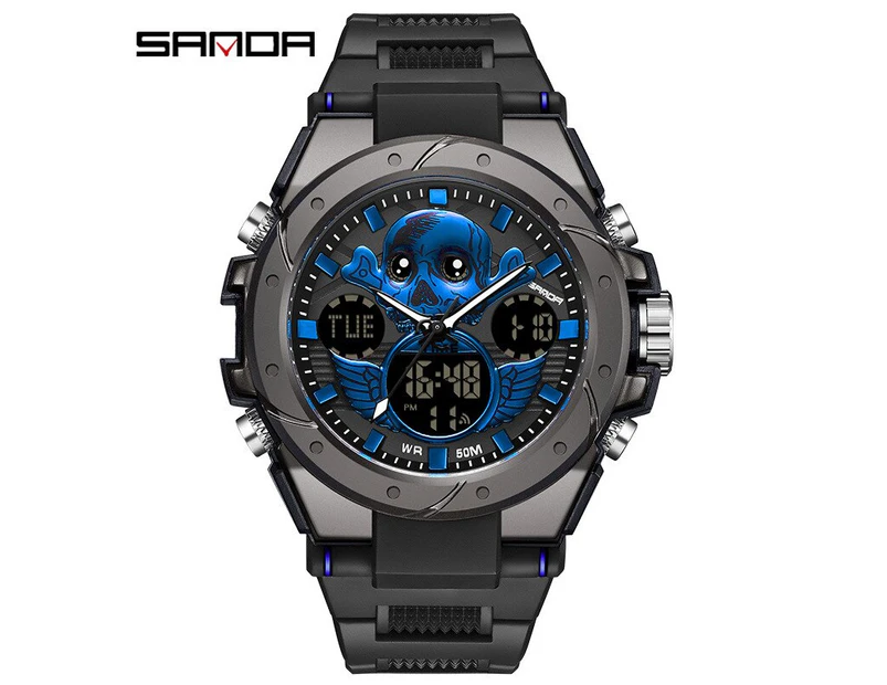 Skull Quartz Watch for Men SANDA Fashion Luminous Men's Skeleton Creative Watches New Product Digital Sports Weaterproof Clock
