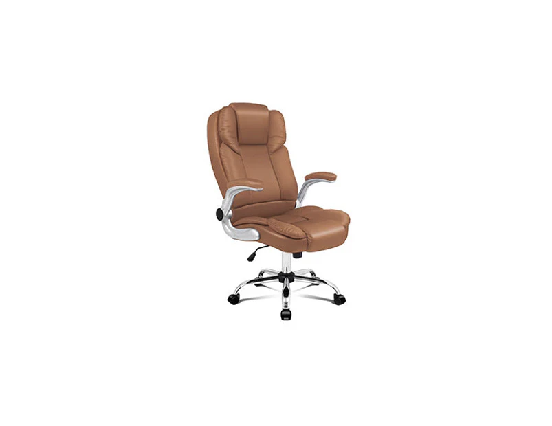 Office Chair Executive Computer Gaming Racer Leather Work Seat Brown