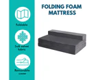 Double Size Folding Foam Mattress Portable Bed Mat Medium Firm Velvet Dark Grey - Grey