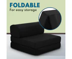 Folding Foam Bed Mattress Portable Single Sofa Bed Mat Air Mesh Fabric - Black - Black