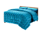 King Size Bedding Faux Mink Quilt Comforter Winter Weighted Throw Blanket Teal - Blue