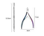 Nail Art Set-Color Titanium Stainless Steel Nail Cuticle Scissors, Nail Manicure Steel Pusher, Portable