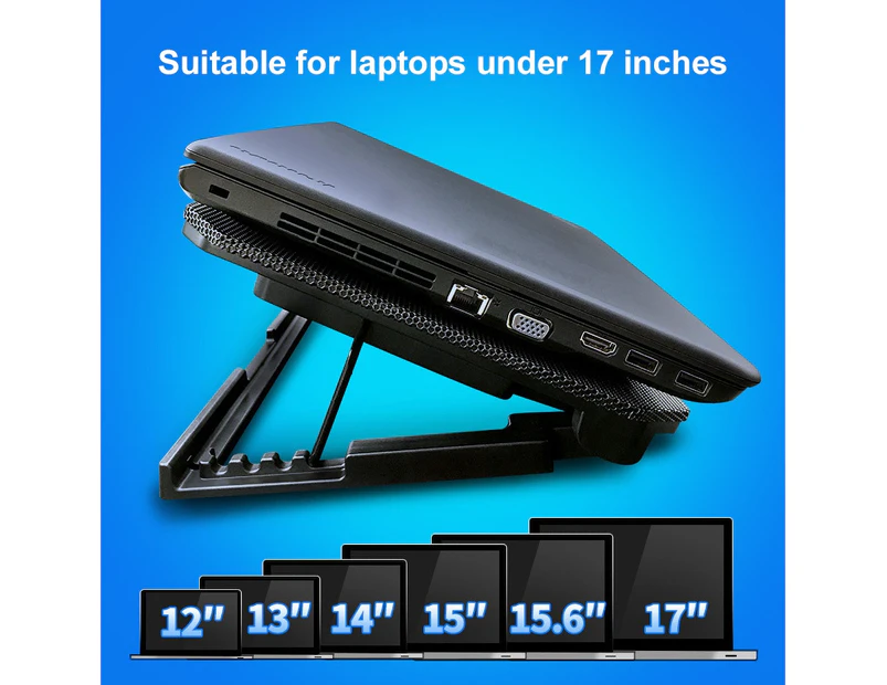 USB Port 2 Cooling Fans Laptop Cooler Pad Notebook Adjustable Angle Stand Holder
