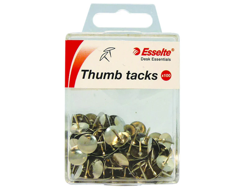 Esselte Thumb Tacks Drawing Pins (100pk) - Silver