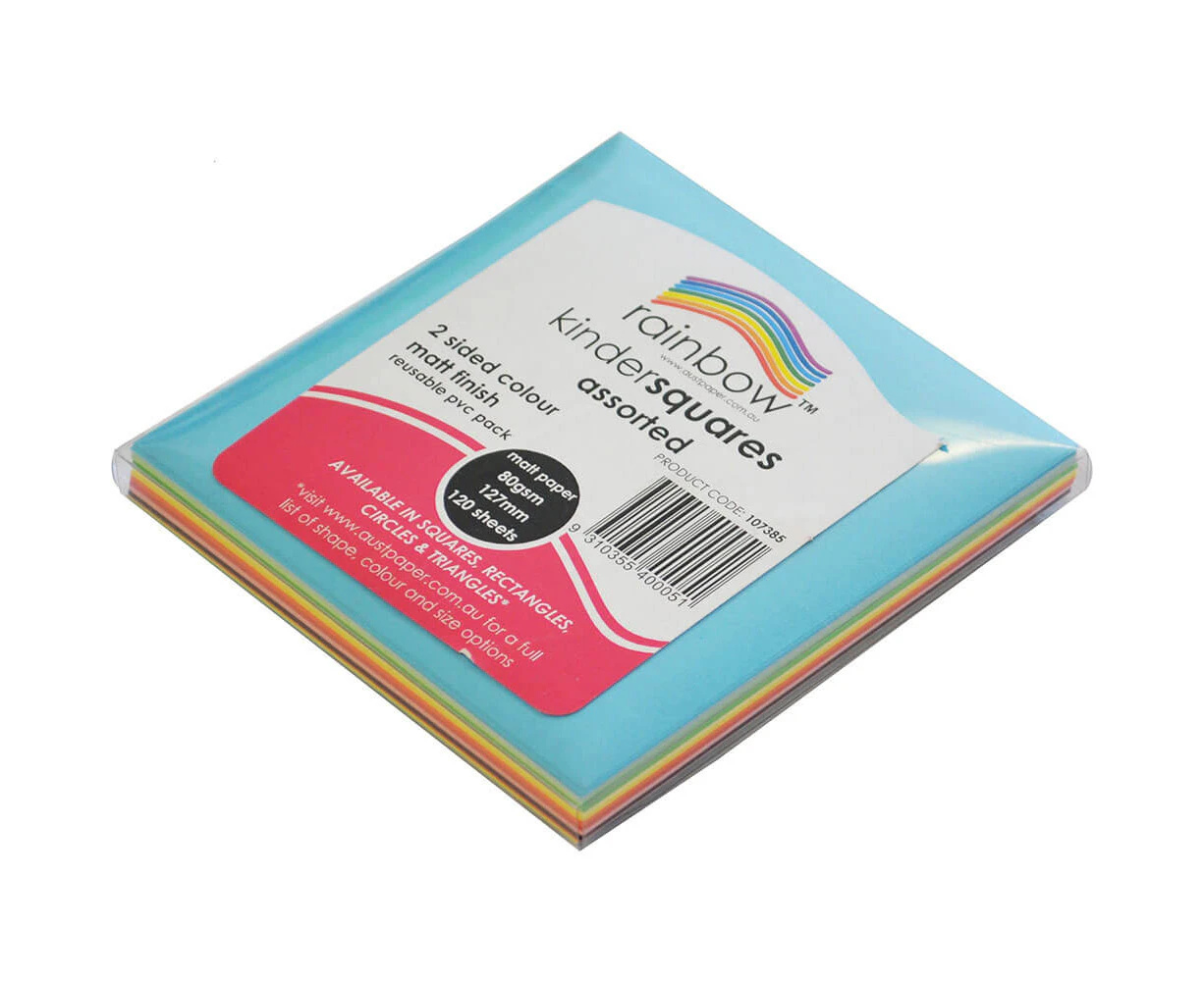 Rainbow Matt Kinder Squares Craft Paper 127mm (120pk)