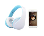 Wireless Bluetooth Headphones, Over-Ear Headphones with Mic, Foldable and Lightweight, MP3 Mode and Fm Radio-white blue
