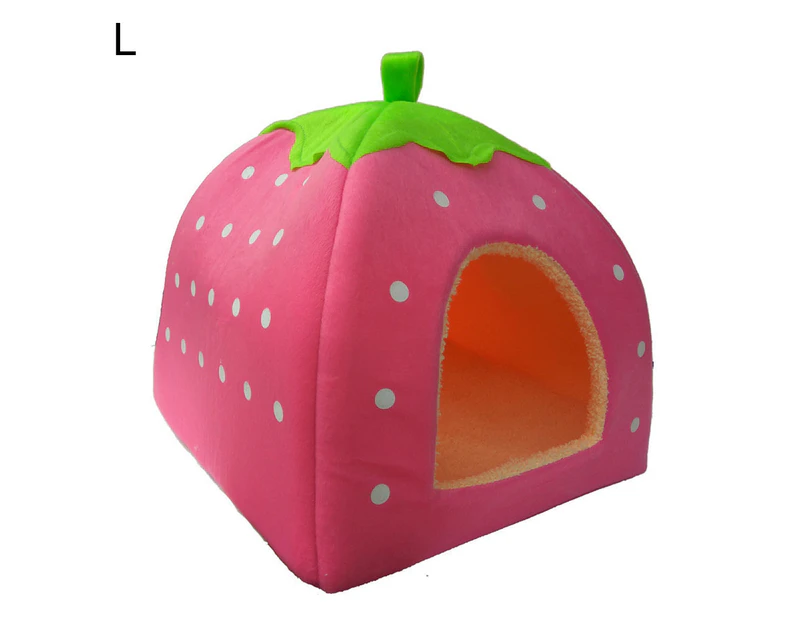 Strawberry Dog Puppy Cats Indoor Foldable Soft Warm Bed Pet House Kennel Tent