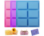 3pcs (pink+purple+blue) 6 square soap mold|Cake mould