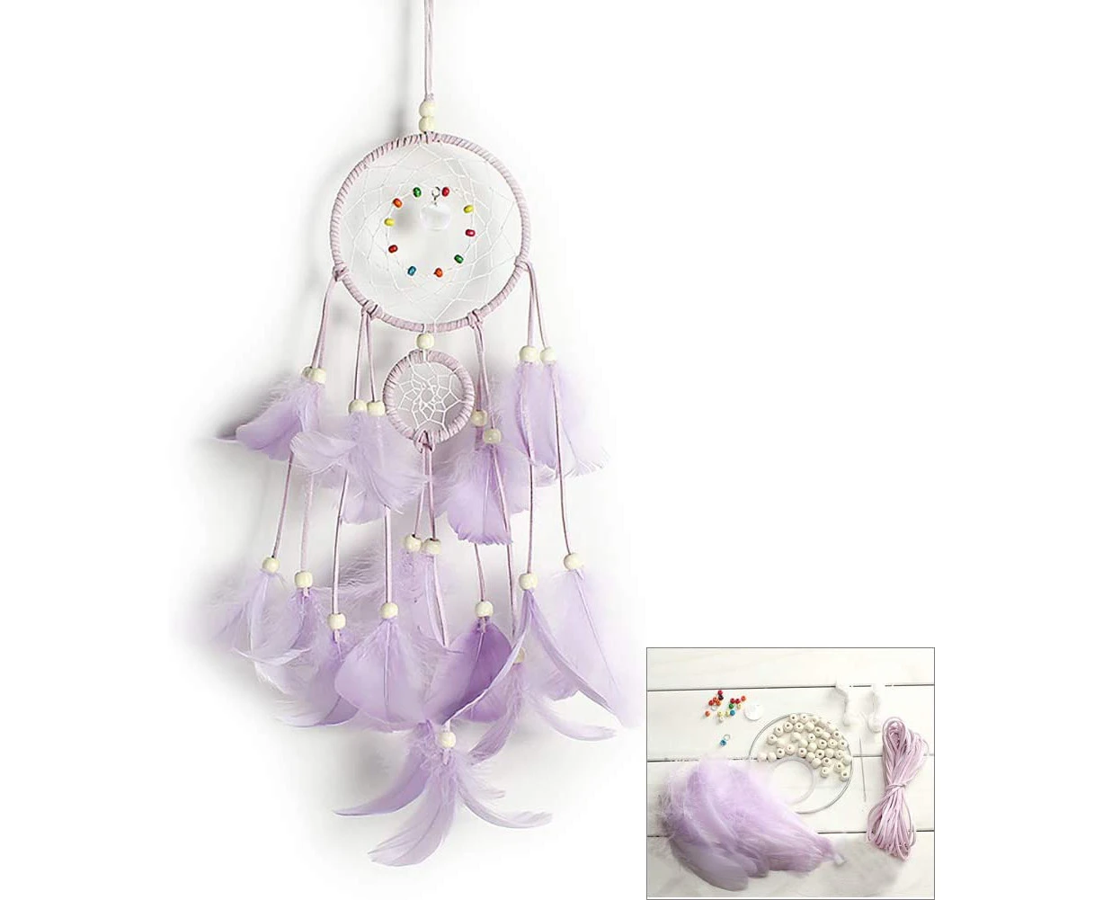 DIY Dream Catcher Making Kit, Macrame Dream Catcher Craft Supplies for Kids Bedroom Wall Decor Nursery Baby Room Hanging Wedding Ornaments Party-Purple