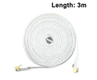 Ethernet Cable, Shielded Ethernet Cable Flat Cable Support 10Gbps 600Mhz - Compatible with Cat5/Cat6 Network-3m-White