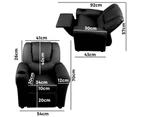 Oikiture Kids Recliner Chair Black PU Leather Sofa Lounge Couch Children Armchair