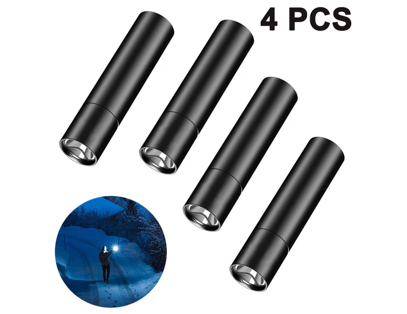 LED Flashlight 4 Pack, Super Bright Tactical Flashlights, Rechargeable (Battery&USB Cable Included), 3 Modes Zoomable Pen Light