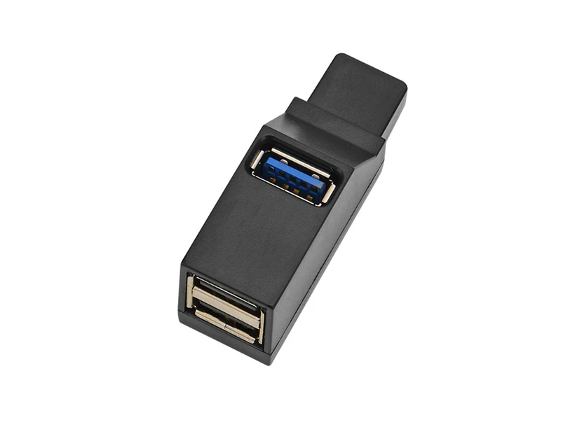 Mini 3 Ports USB 3.0 Data Cable Hub Splitter for Laptop/Computer - Black