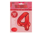 86cm Red 4 Number Foil Balloon