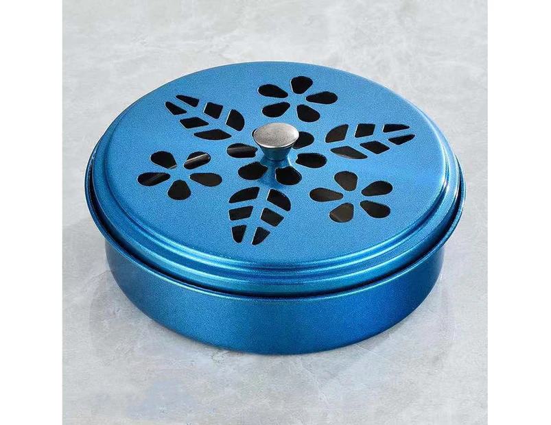 Metal Mosquito Coil Holder Iron Hollow Incense Burner - Blue