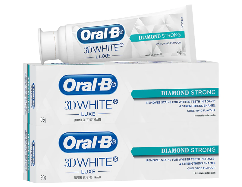 2 x Oral-B 3D White Luxe Diamond Strong Toothpaste Cool Vivid 95g