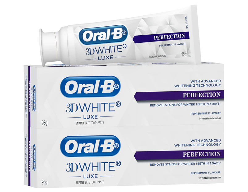 2 x Oral-B 3D White Luxe Perfection Toothpaste Peppermint 95g