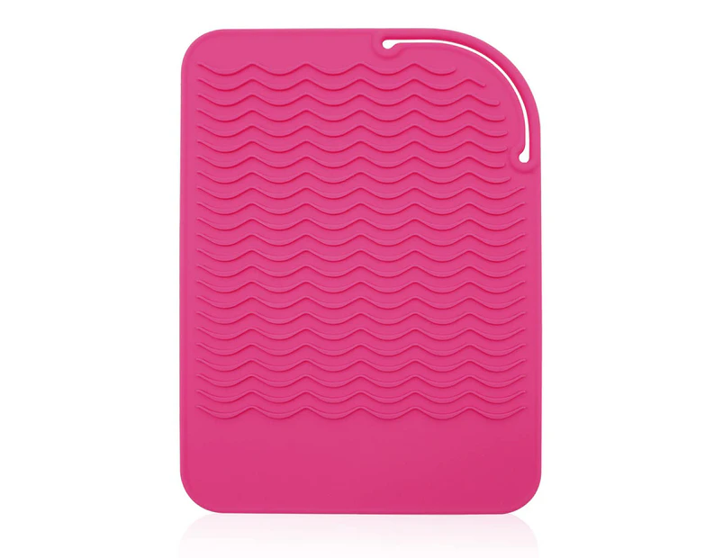 Heat Resistant Silicone Mat Pouch, Styling Tools Heat Mat, Silicone Anti-Heat Pad For Hair Straightener-Pink