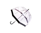 Clifton Womens Walking 87cm Clear Dome/Birdcage Windproof Umbrella Black Border