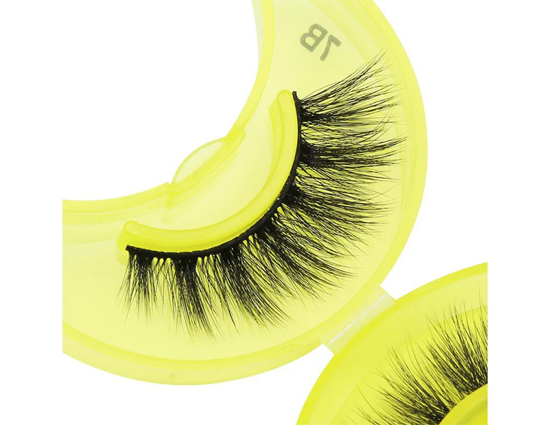 1 Pair Fake Eyelash Reusable Multiple Layers Natural Effect 3D Faux Eye Lash for Performance Yellow 7