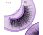 1 Pair Fake Eyelash Reusable Multiple Layers Natural Effect 3D Faux Eye Lash for Performance Purple 5