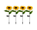4 Pack Sunflower Solar Lights Outdoor Decor with LED Sunflower Yellow Flower Lights Decorative Waterproof