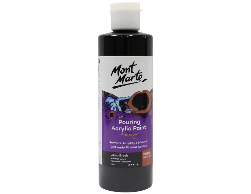 Mont Marte Acrylic Pouring Paint 240ml Bottle - Lamp Black