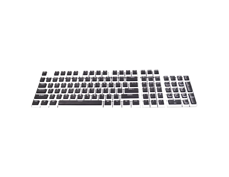 104Pcs/Set Key Caps Dual Colors Universal PBT Wear resistant Mechanical Keyboard Keycaps for Computer - Black White