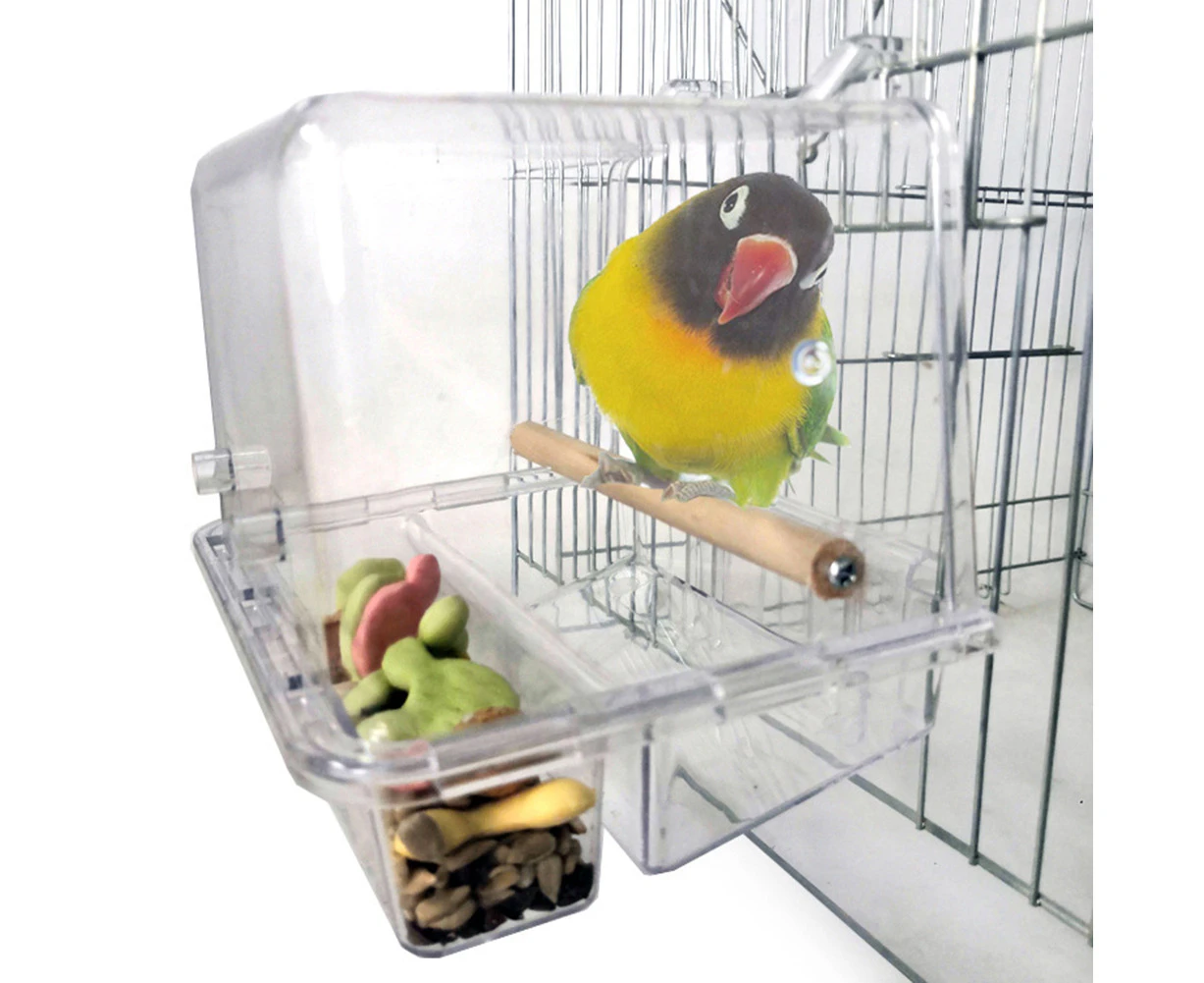 Pet Bird Parrot Feeder Feeding Food Bowl Cage Mounted Hanging Stand Holder Toy