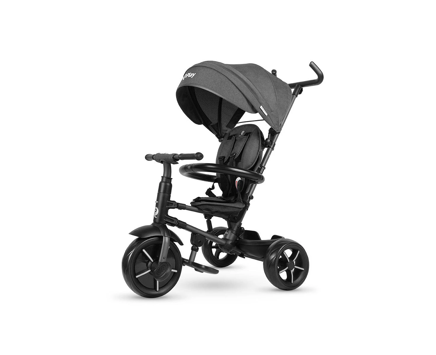 Qplay Rito Star 5 In 1 Kids Folding Tricycle Toddler Stroller Trike Bike Ride On Toy - Black