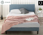 Zinus Nelly Queen Bed Frame Fabric Upholstered Platform Base - Light Blue