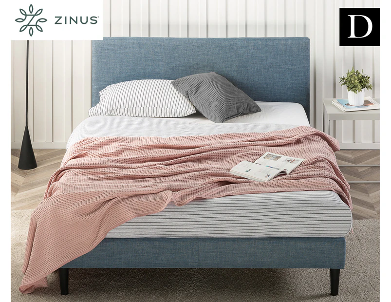 Zinus Nelly Double Bed Frame Fabric Upholstered Platform Base - Light Blue