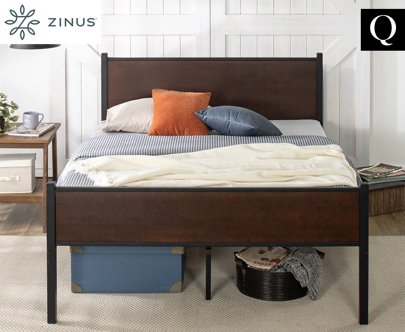 Zinus Tucker Bamboo and Metal Queen Bed Frame Platform Base