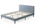 Zinus Nelly Double Bed Frame Fabric Upholstered Platform Base - Light Blue